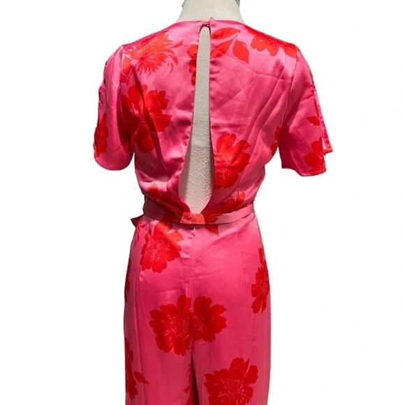 Lulus Sleek Desires Pink Floral Satin Split Sleeve
Wide-Leg Jumpsuit Size XS NWT - Picture 10 of 10